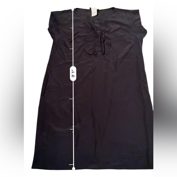 Weekend MaxMara 100% Silk Black Short Sleeve Ruffle Front Shift Dress Sz 12 US - Picture 13 of 13